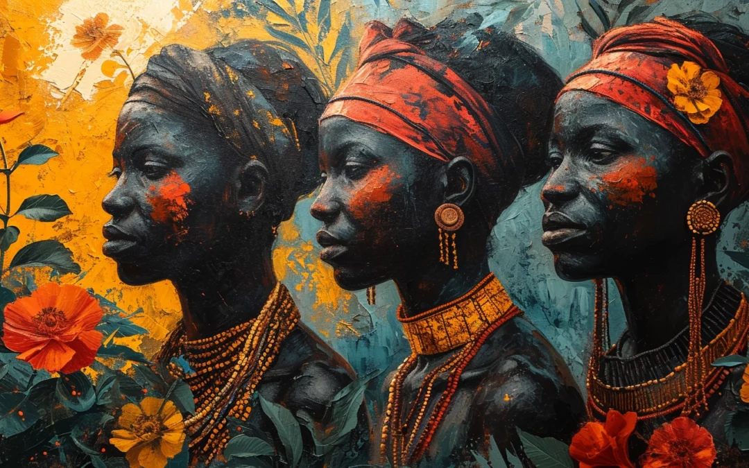 Cuadro Impresión Digital de Mujeres Africanas en Lienzo – Creación AI